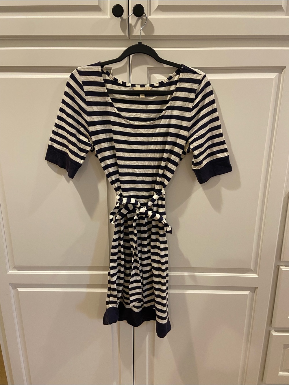 Banana Republic Navy and White Striped Scoop-Neck Tee Dress